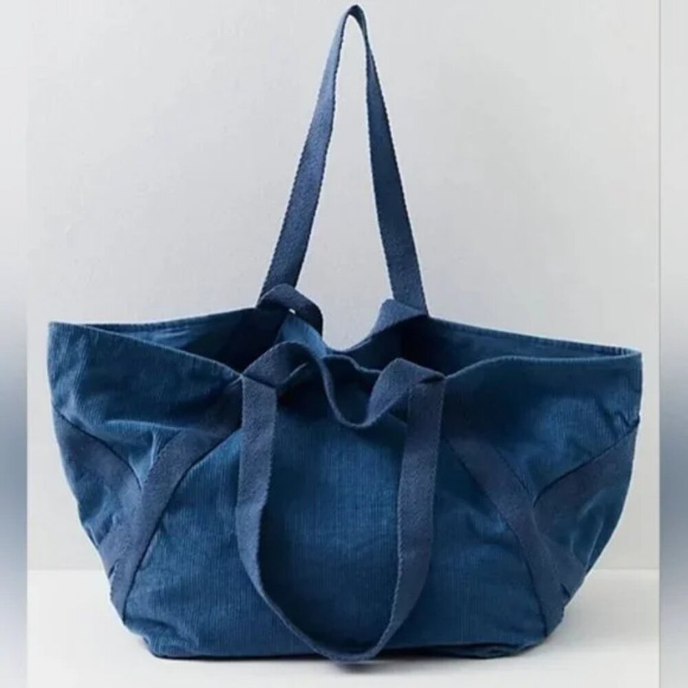 SOLD Free People Mega Cord Tote/Blue NWOT
